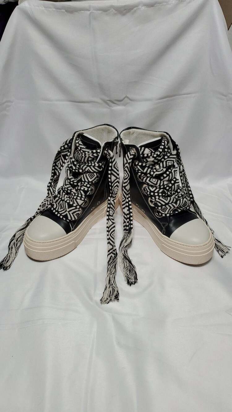 CRISTIANZEROTRE CR03 Calipso 300 Black Leather Platform HighTop Sneakers Size 37